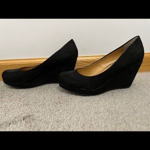 A.N.A Black Suede Wedges